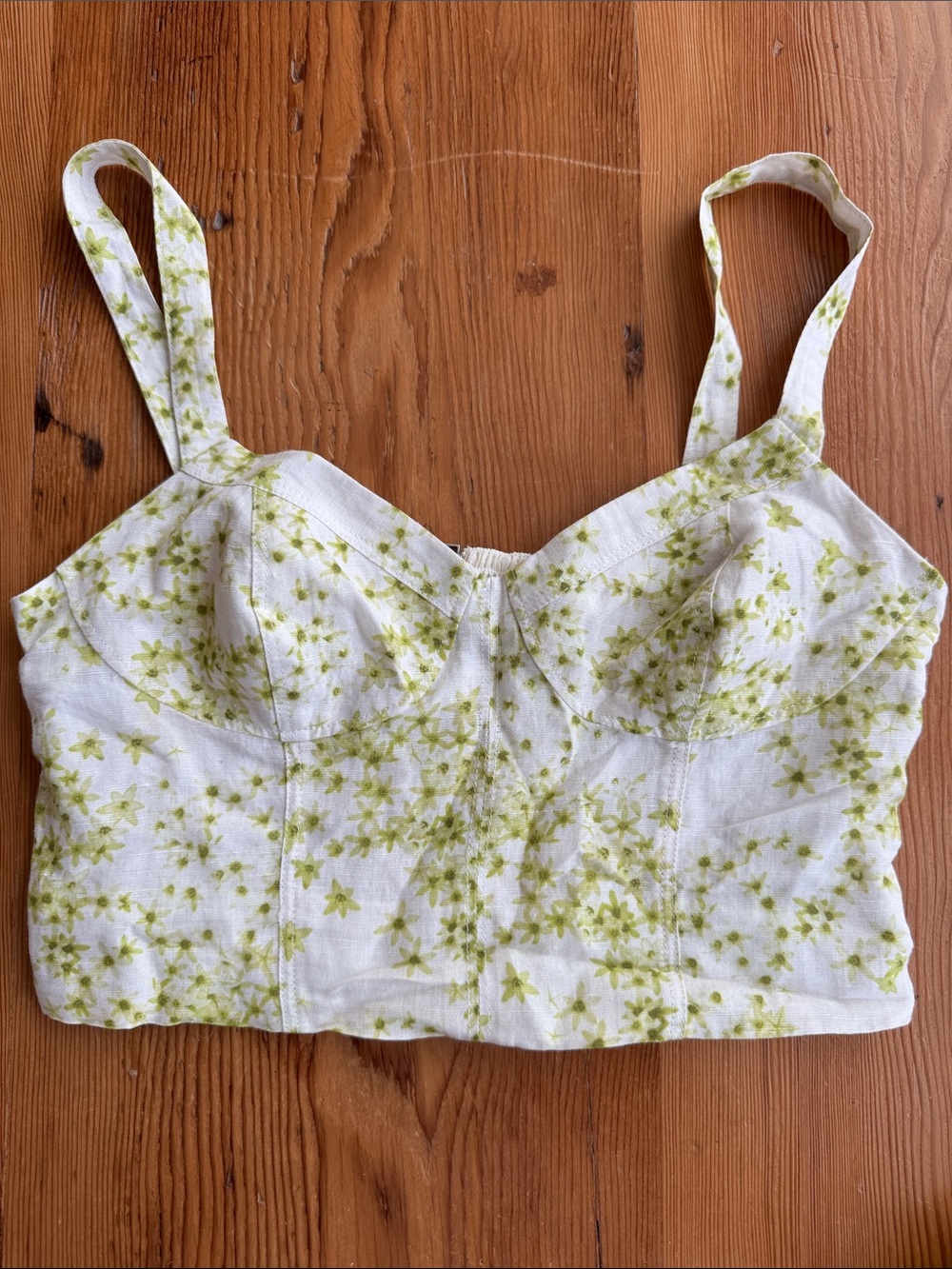 AllSaints Cassia Amanzi Linen Floral Bralette Crop Top Size US 0 / UK 4